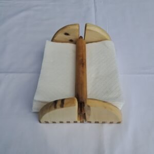 Χειροποίητη ξύλινη χαρτοπετσετοθήκη με φυσική υφή ξύλου.